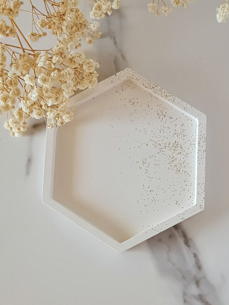 Minimalistinis Gipso Padėkliukas - Šešiakampis